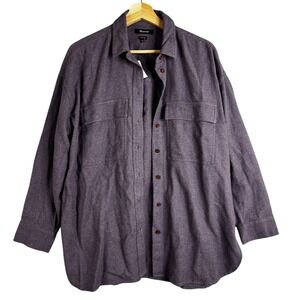Madewell Oversized 100% Cotton Long sleeve Button Up Shirt Jacket Purple Size S